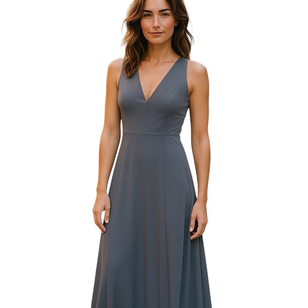 Dear Cleo Formal Dress Gown Kylie GRAY Chiffon Full Length Size 6 Sleeveless